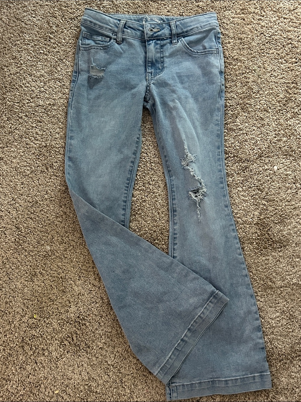 Kids low rise, Light Blue Distressed Flare Jeans